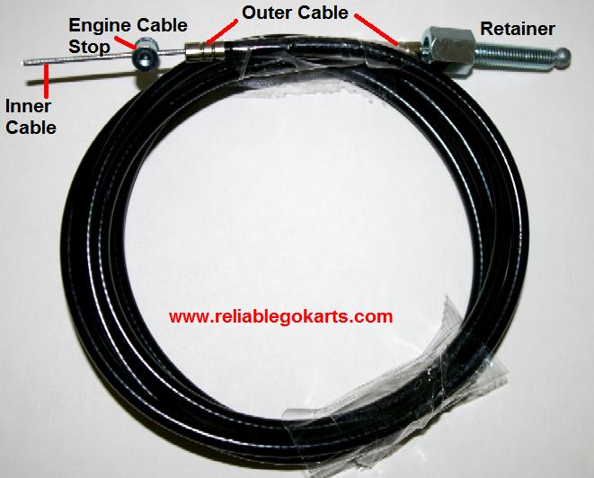 Throttle Cable, Yerf-dog yard karts with hole in throttle collar